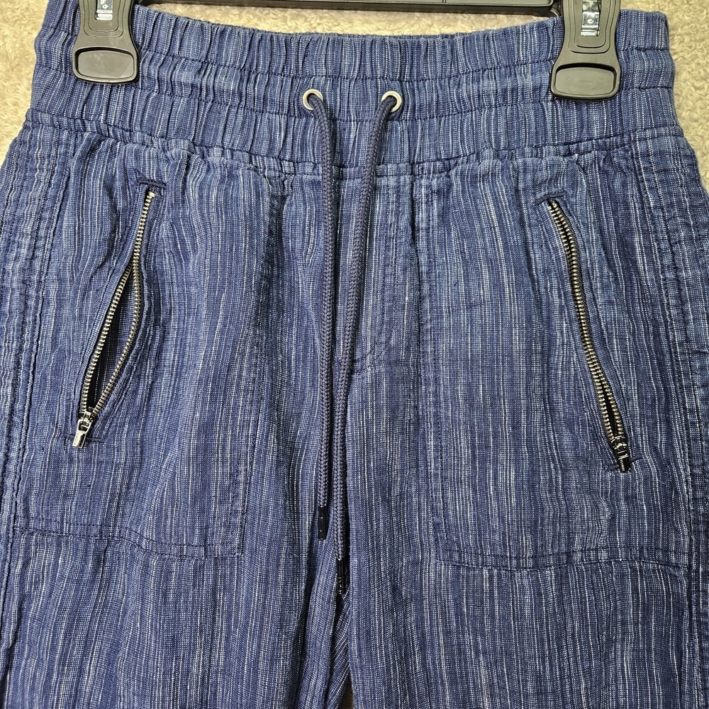 Athleta Cabo Linen Textured Wide Leg Pants Size 4 High Rise Chambray Drawstring‎ - Picture 5 of 12